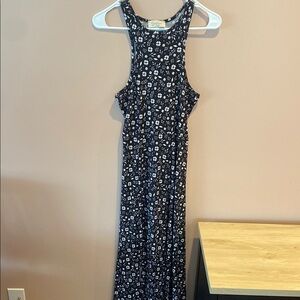 Black and White Floral MIDI Dress